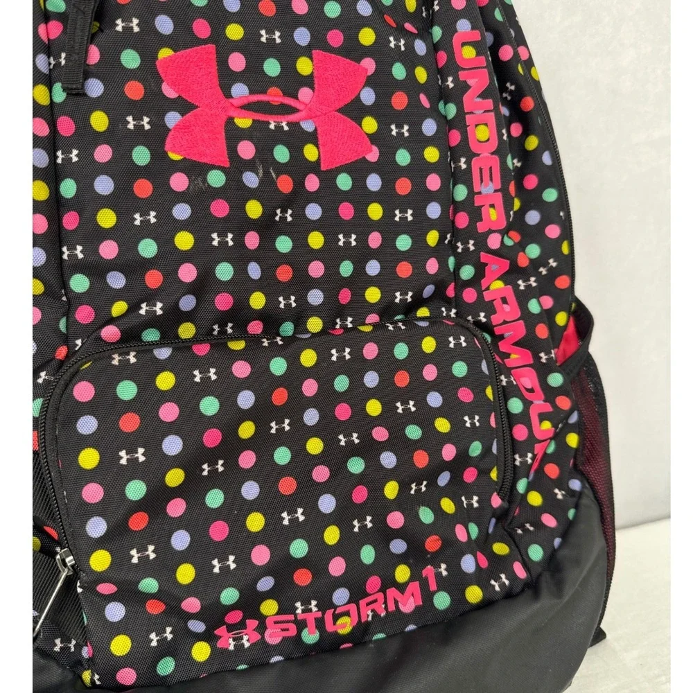 Under Armour Storm 1 Backpack Black Neon Polka Dot Laptop Bag Athletic School